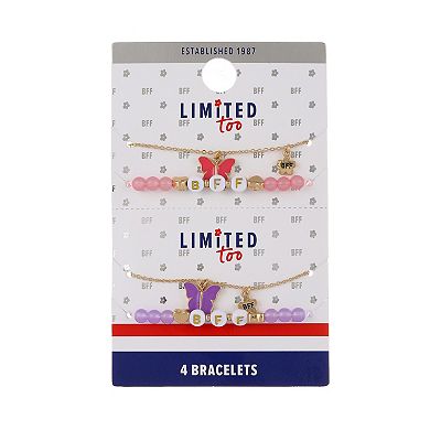Girls Limited Too 4-pk. Butterfly BFF Bracelet Set