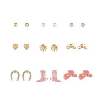 Girls Limited Too 9-Pair Western Cowgirl Stud Earrings