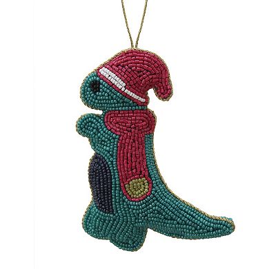 St. Nicholas Square Beaded Dinosaur Christmas Ornament