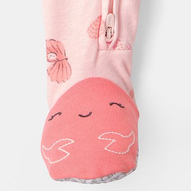 Baby Carter’s Lobster, Seashells & Crabs Snug Fit Zip-Up Footed Pajamas