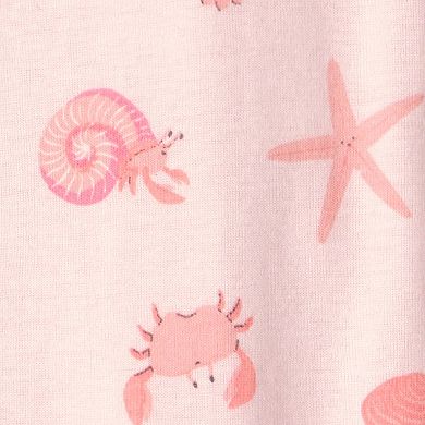 Baby Carter’s Lobster, Seashells & Crabs Snug Fit Zip-Up Footed Pajamas