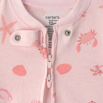 Baby Carter’s Lobster, Seashells & Crabs Snug Fit Zip-Up Footed Pajamas