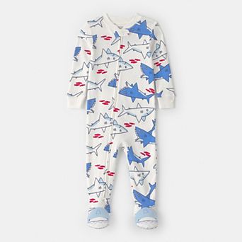 Baby Carter’s Shark Print Cotton Snug Fit Footed Pajamas