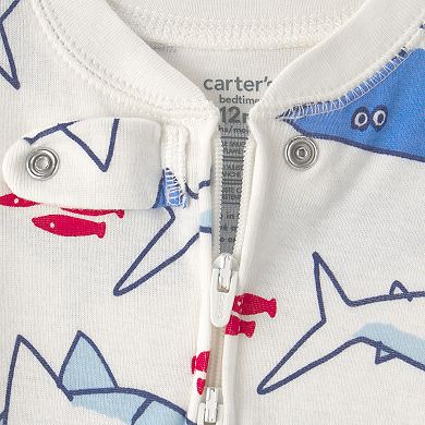Baby Carter’s Shark Print Cotton Snug Fit Footed Pajamas