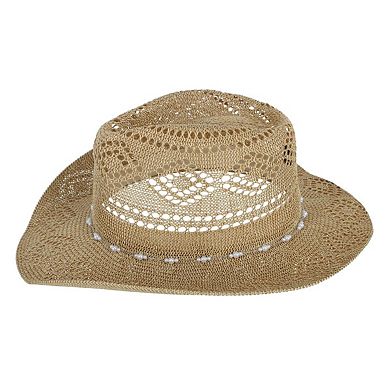 David & Young Women's Straw Cowboy Hat with Pearl Hatband