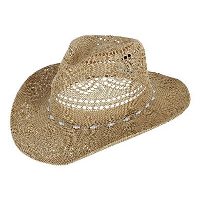 David & Young Women's Straw Cowboy Hat with Pearl Hatband