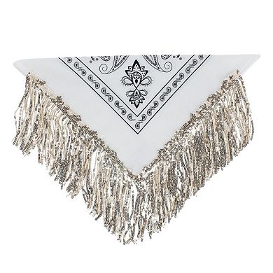 David & Young Women's Sequins Fringe 21x 21 inch Bandana