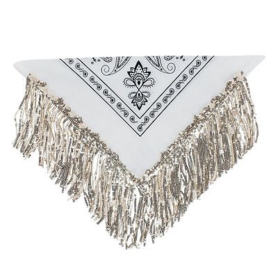 David & Young Women's Sequins Fringe 21x 21 inch Bandana