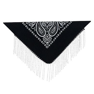 David & Young Women's Bling Chain Fringe 21 x 21 Bandana