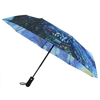CTM Women's Van Gogh Starry Night Auto Open Compact Umbrella