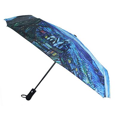 CTM Women's Van Gogh Starry Night Auto Open Compact Umbrella