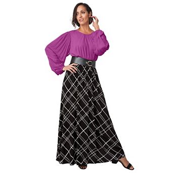 Jessica London Women's Plus Size Stretch Pleated Sleeve Top