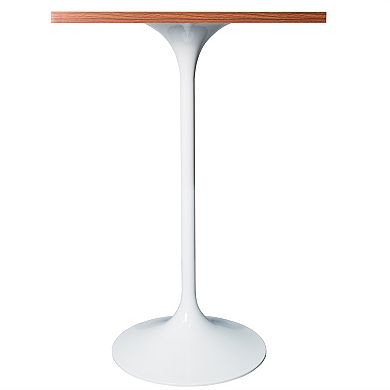LeisureMod Verve 24" Sqaure Bar Height Dining Table - Modern MDF Top with White Pedestal Base
