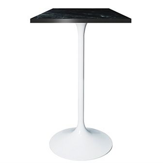 LeisureMod Verve 24" Sqaure Bar Height Dining Table - Modern MDF Top with White Pedestal Base