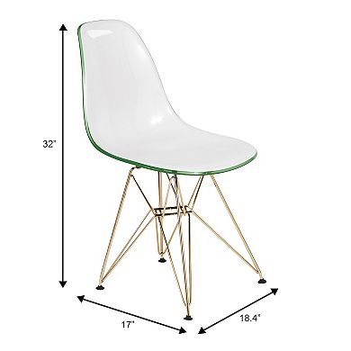 LeisureMod Cresco Modern Acrylic Dining Chair Eiffel Gold Base Accent Chair, Set of 4