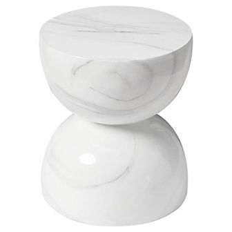 LeisureMod Minimalist Fiberstone Hourglass Side Table - Sage Series, Patio or Indoor Use