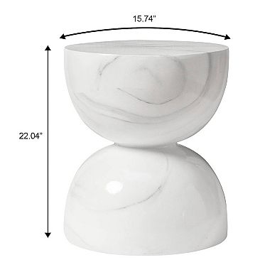 LeisureMod Minimalist Fiberstone Hourglass Side Table - Sage Series, Patio or Indoor Use