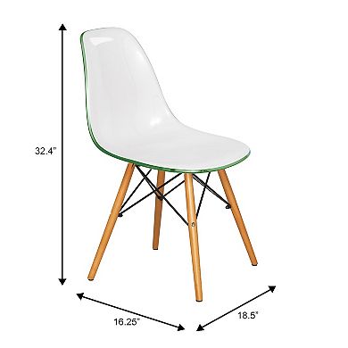 LeisureMod Cresco Mid-Century Modern Acrylic Dining Chair with Wooden Dowel Eiffel Legs - Set of 2