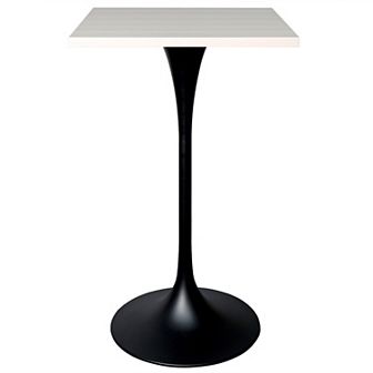 LeisureMod Verve 24" Sqaure Bar Height Dining Table - Modern MDF Top with Black Pedestal Base
