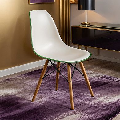 LeisureMod Cresco Mid-Century Modern Acrylic Dining Chair with Wooden Dowel Eiffel Legs