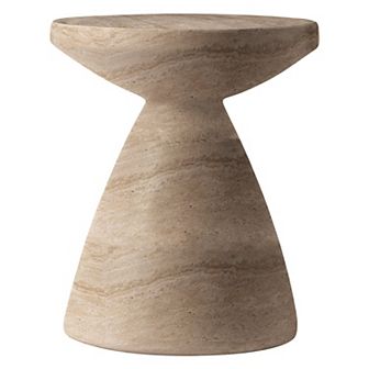 LeisureMod Dune Series Modern Round Side Table, Fiberstone Top with Pedestal Base