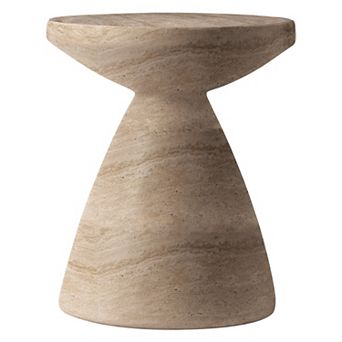 LeisureMod Dune Series Modern Round Side Table, Fiberstone Top with Pedestal Base