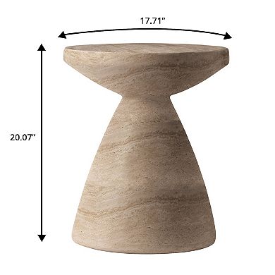 LeisureMod Dune Series Modern Round Side Table, Fiberstone Top with Pedestal Base