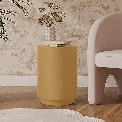 LeisureMod Ramble 14” Wide Round Side Table in Fiberstone End Table with Tapered Base