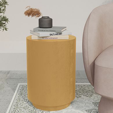 LeisureMod Ramble 14” Wide Round Side Table in Fiberstone End Table with Tapered Base