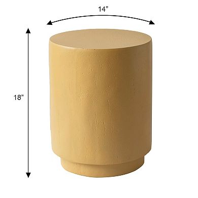 LeisureMod Ramble 14” Wide Round Side Table in Fiberstone End Table with Tapered Base