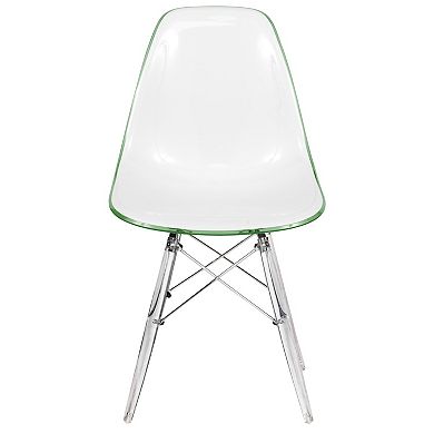 LeisureMod Cresco Mid-Century Modern Acrylic Dining Chair with Acrylic Dowel Eiffel Legs - Set of 4