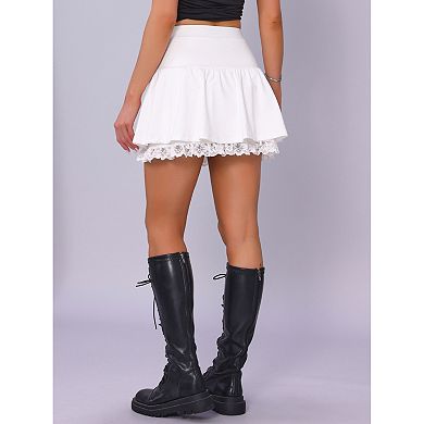 Double-layered Short Skirt for Women's Lace Hems Mini Skirt