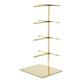 Sunglasses Display Stand, 1 pc - 4 tier Stainless Steel Sunglass Rack with Jewelry Holder Base