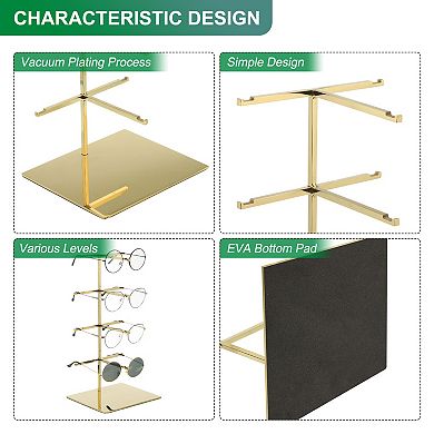 Sunglasses Display Stand, 1Pcs - 4-tier Stainless Steel Sunglass Rack with Jewelry Holder Base