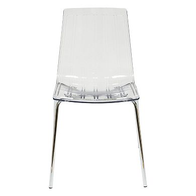 LeisureMod Ralph Dining Chair in Clear, Set of 2