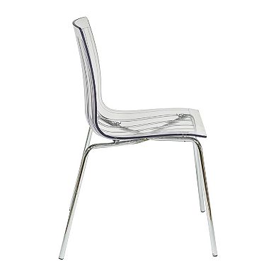 LeisureMod Ralph Dining Chair in Clear, Set of 2