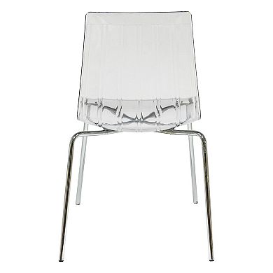 LeisureMod Ralph Dining Chair in Clear, Set of 2