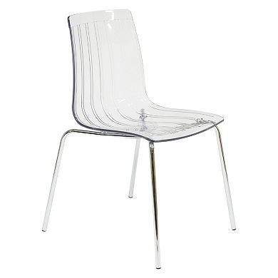 LeisureMod Ralph Dining Chair in Clear, Set of 2