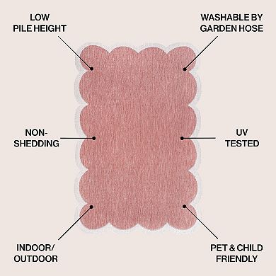 Alice Classic Cottage Two-Tone Scalloped Indoor/Outdoor Shaped Area Rug