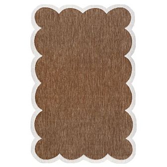 Alice Classic Cottage Two-Tone Scalloped Indoor/Outdoor Shaped Area Rug