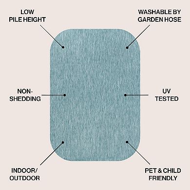 Miles Modern Minimalist Radius Corner Solid Indoor/Outdoor Shaped Area Rug
