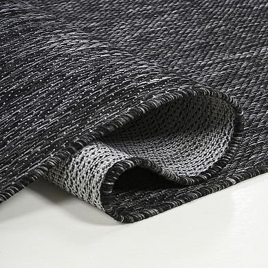 Miles Modern Minimalist Radius Corner Solid Indoor/Outdoor Shaped Area Rug