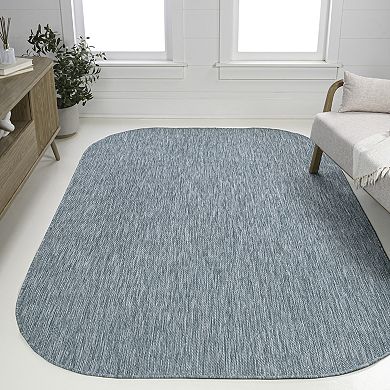 Miles Modern Minimalist Radius Corner Solid Indoor/Outdoor Shaped Area Rug
