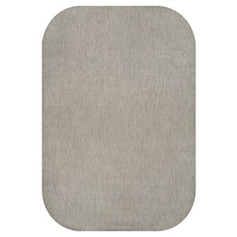 Miles Modern Minimalist Radius Corner Solid Indoor/Outdoor Shaped Area Rug