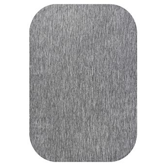 Miles Modern Minimalist Radius Corner Solid Indoor/Outdoor Shaped Area Rug