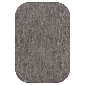 Miles Modern Minimalist Radius Corner Solid Indoor/Outdoor Shaped Area Rug