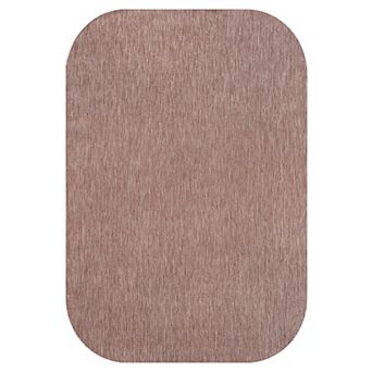Miles Modern Minimalist Radius Corner Solid Indoor/Outdoor Shaped Area Rug