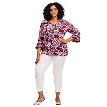Avenue Women's Plus Size Tiered Ruffle Sleeve Top