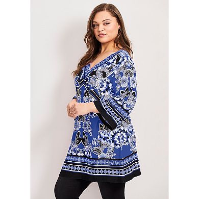 Avenue Women's Plus Size Scarf Print Tunic