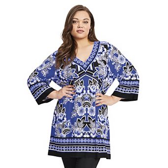 Avenue Women's Plus Size Scarf Print Tunic